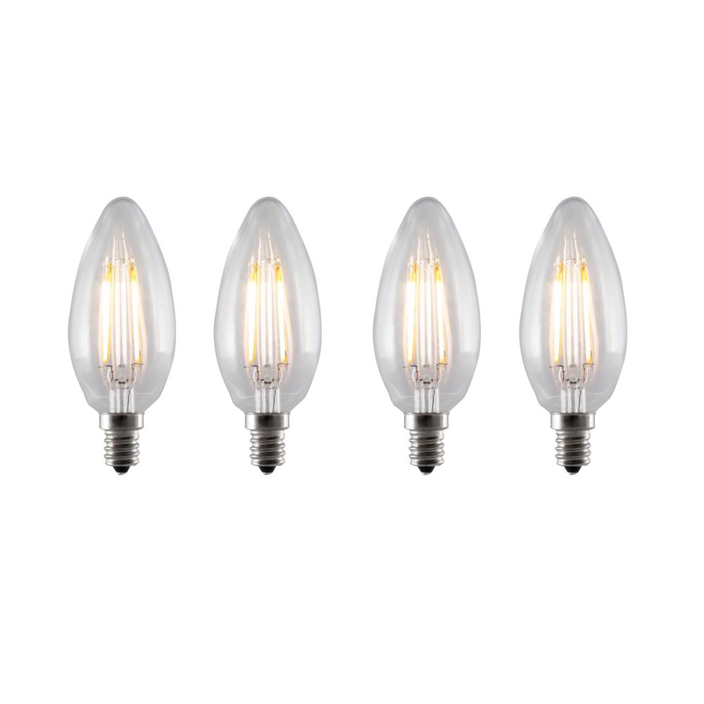Bulbrite 40W Equivalent Warm White Light B11 Dimmable LED Filament Light Bulb (4-Pack)