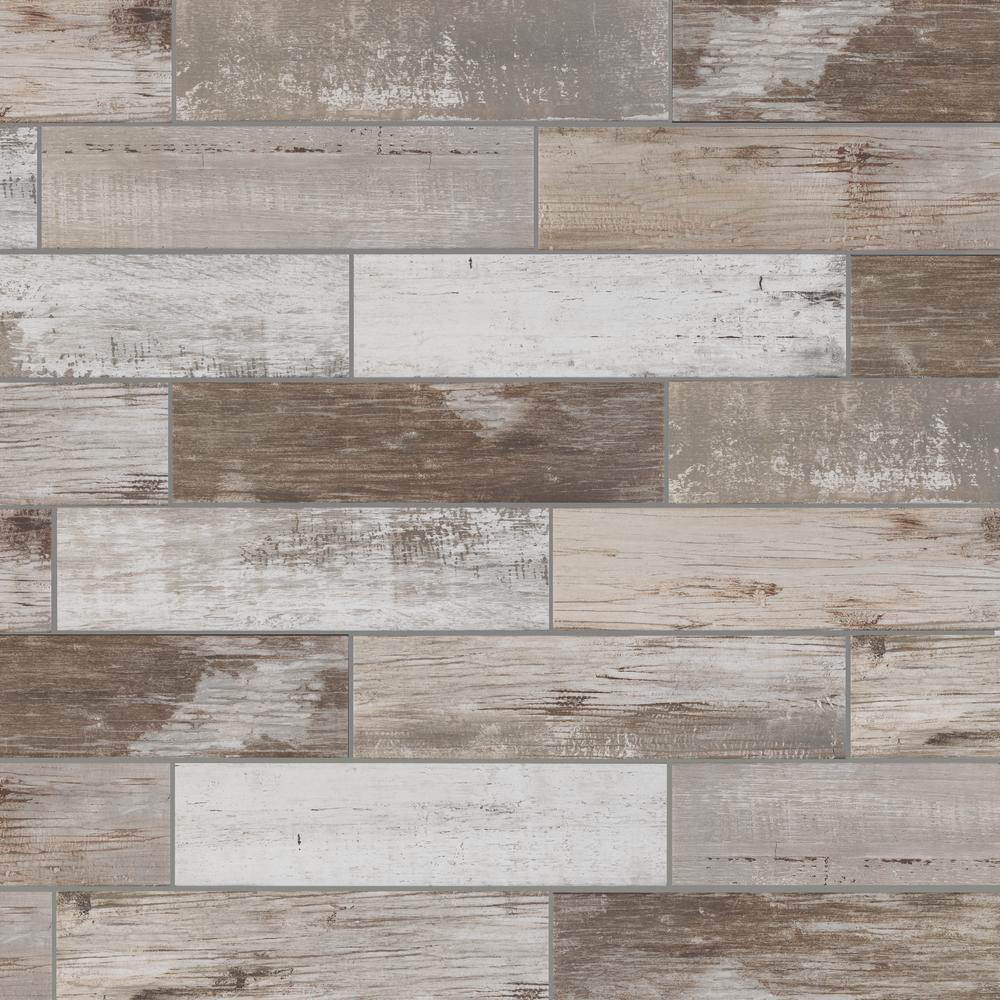 Florida Tile Home Collection Painted Wood Beige 6 in. x 24 in. Porcelain Floor and Wall Tile (14 sq. ft. / case)