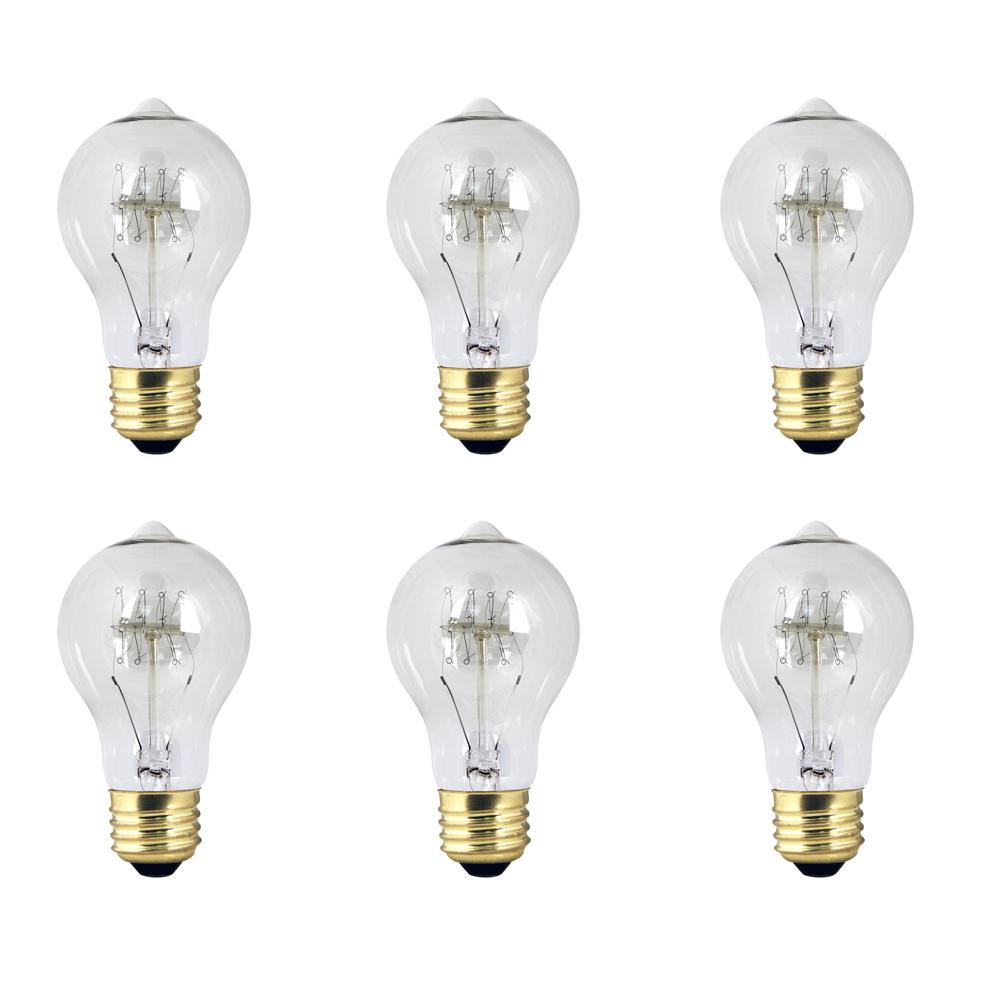 Feit Electric 40-Watt AT19 Dimmable Incandescent Amber Glass Vintage Edison Light Bulb with Tungsten Filament Soft White (6-Pack)