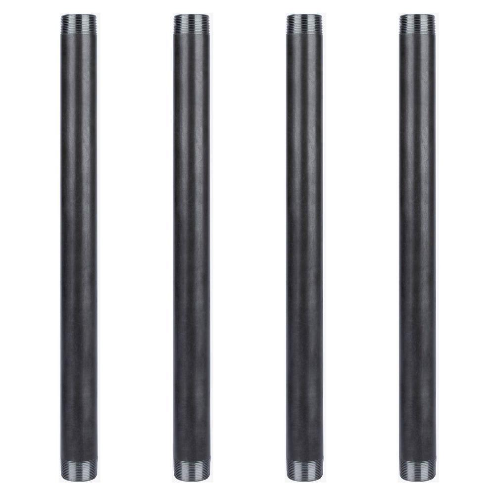 1-1/2 in. x 24 in. Industrial Steel Grey Plumbing Pipe in Black (4-Pack)