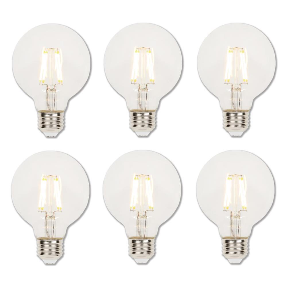 Westinghouse 60-Watt Equivalent G25 Dimmable Clear Filament LED Light Bulb Soft White Light (6-Pack)