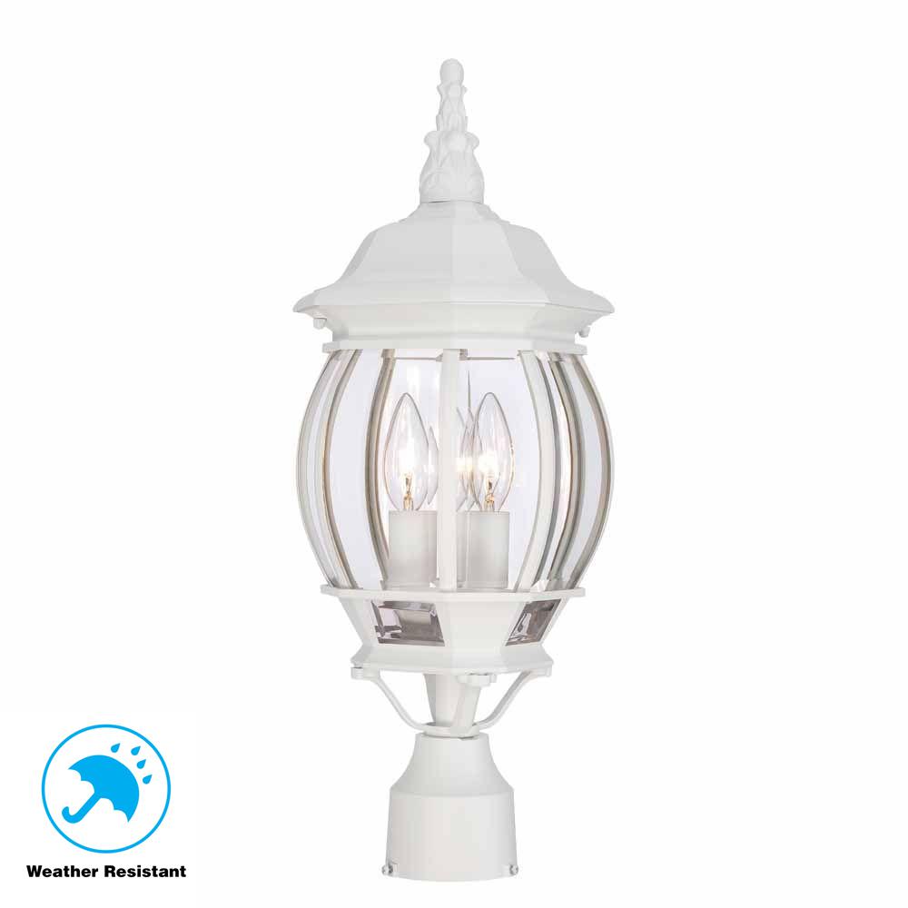 3-Light White Outdoor Post Light