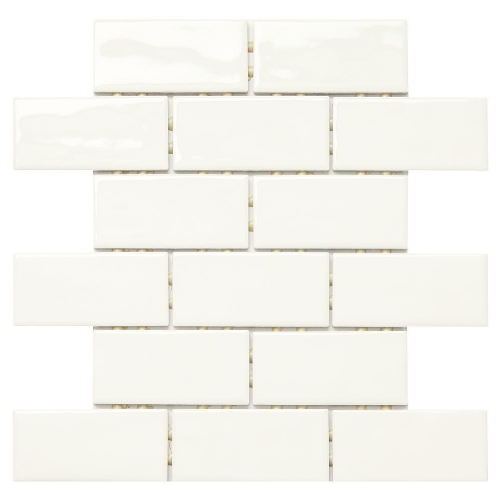 Marazzi LuxeCraft 12 in. x 12 in. x 6.35 mm White Brick Joint Ceramic Mosaic Tile (0.83 sq. ft. / piece)