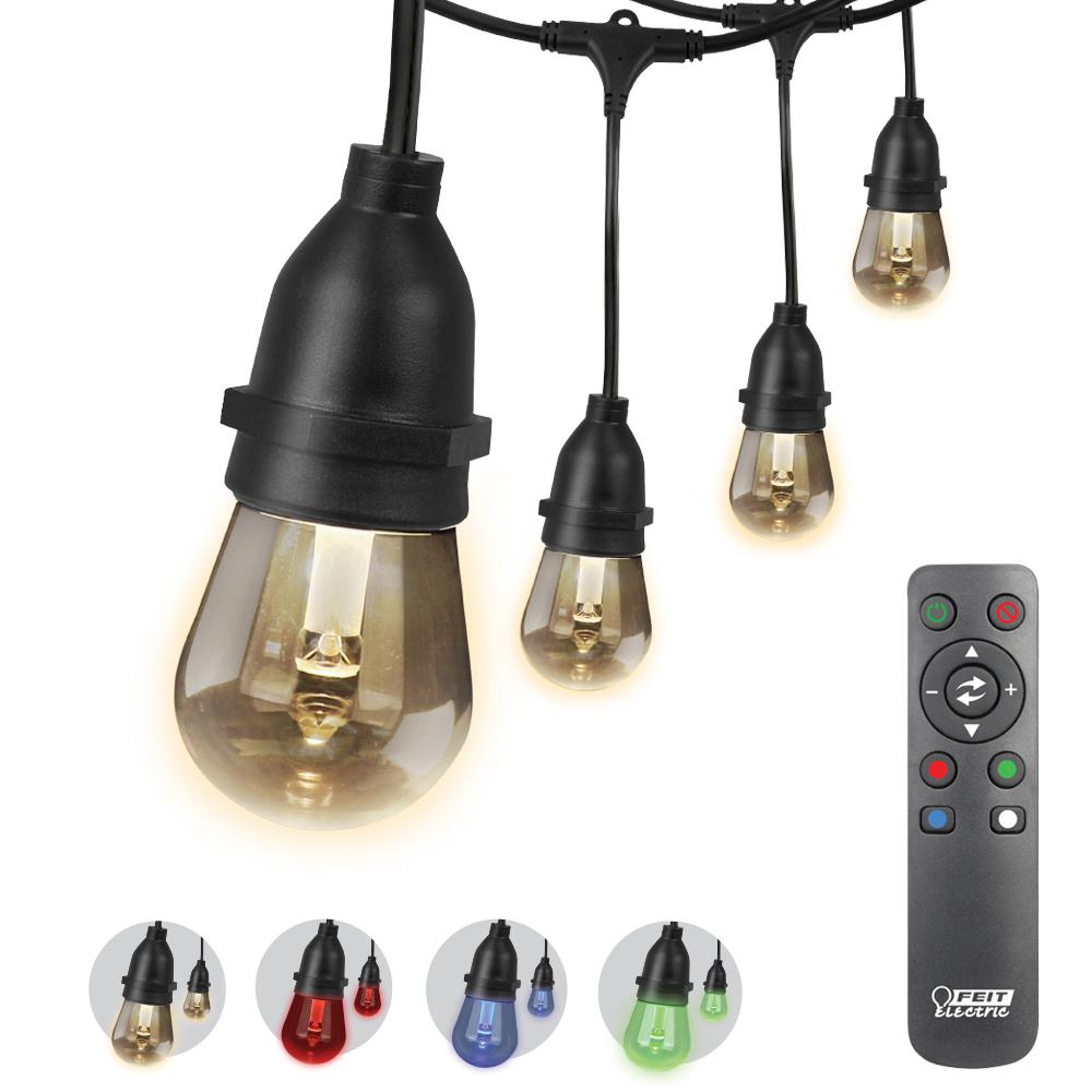 30 ft. 15-Socket Indoor/ Outdoor Color Changing String Light Set with LED Bulbs and Remote Control Included (4-Pack)