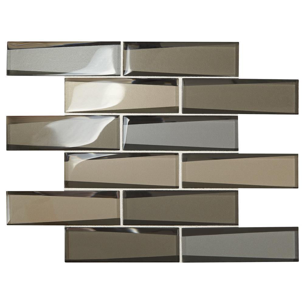 Daltile Premier Accents Frost Linear 12 in. x 13 in. x 8 mm Glass Mosaic Wall Tile (0.96 sq. ft. / piece)