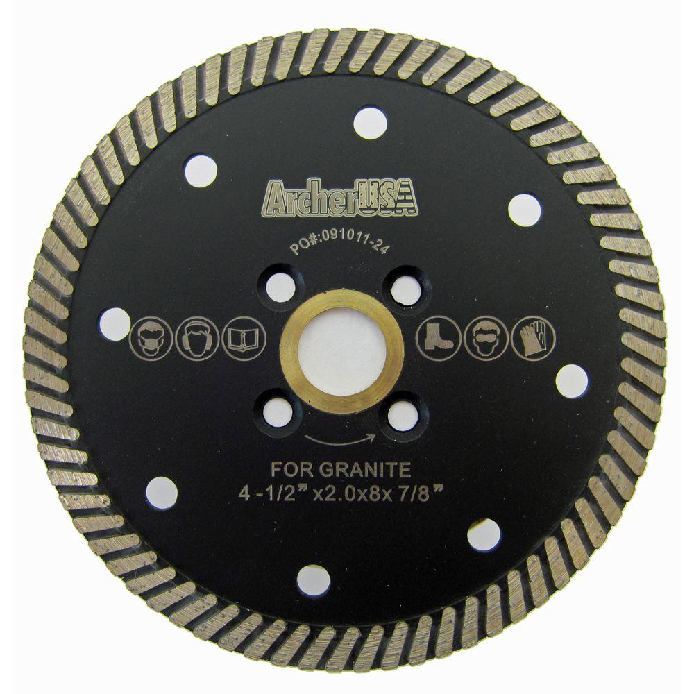 Archer USA 4.5 in. Narrow Turbo Diamond Blade for Granite Cutting