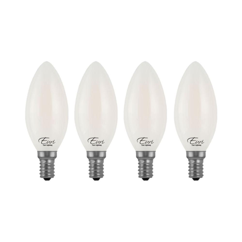 Euri Lighting 40 Watt Equivalent Warm White (2700K) B10 ENERGY STAR and Dimmable LED Light Bulb in Frosted (4-Pack)