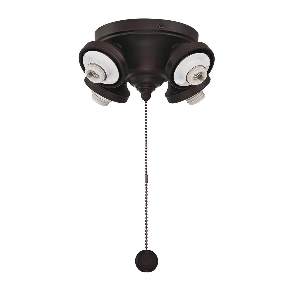 4-Light Dark Bronze Ceiling Fan Fitter LED Light Kit