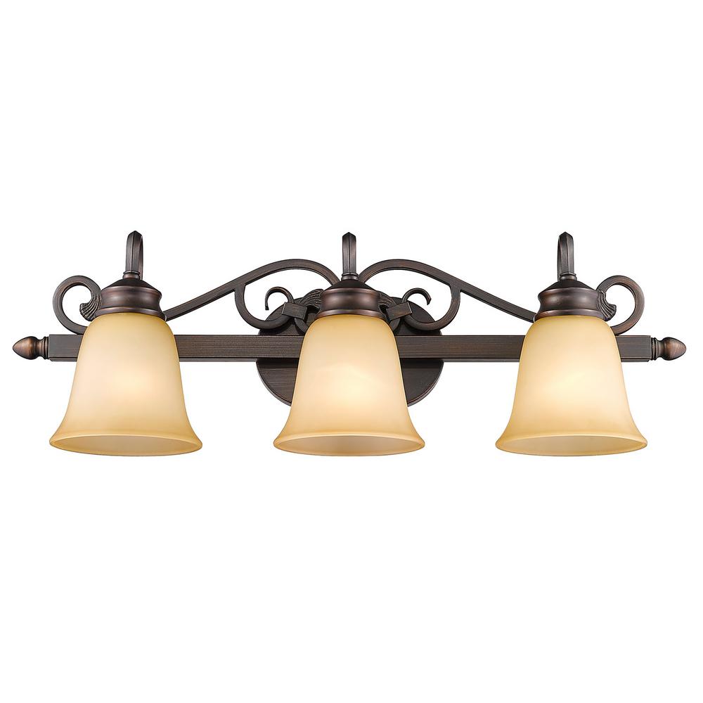 Belle Meade Collection 3-Light Rubbed Bronze Bath Vanity Light
