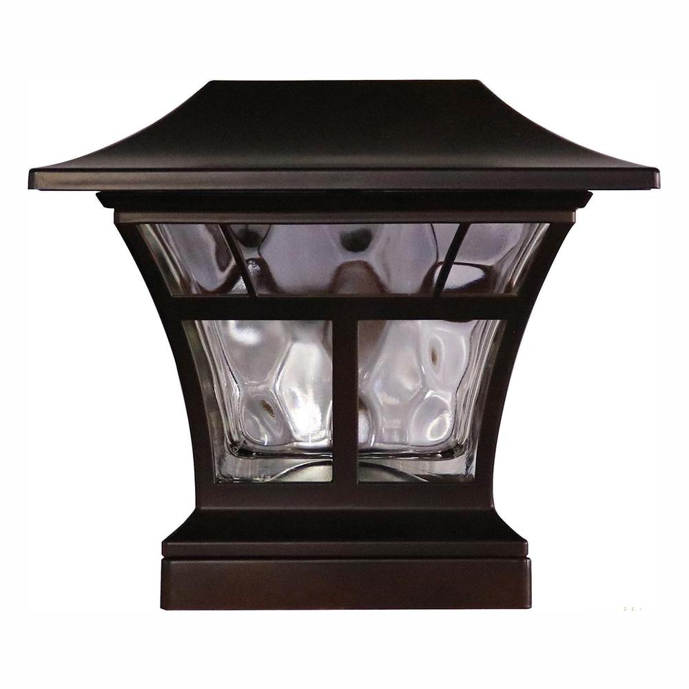 Solar Powered Outdoor Mediterranean Bronze Integrated LED 3000K Warm White Landscape Post Cap Light