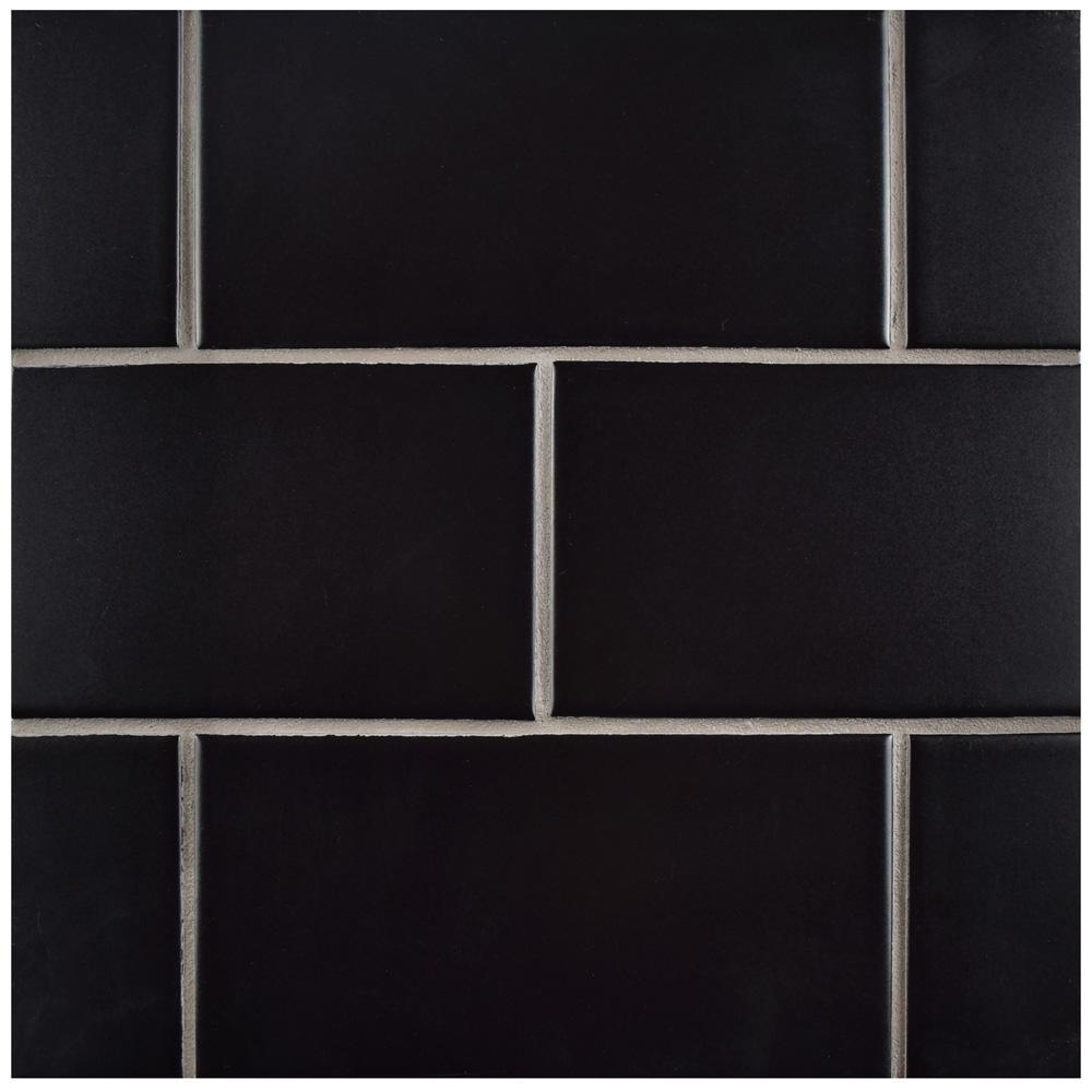 Merola Tile Projectos 7-3/4 in. x 3-7/8 in. Preto Matte Ceramic Subway Floor and Wall Subway Tile (11.46 sq. ft. / case)