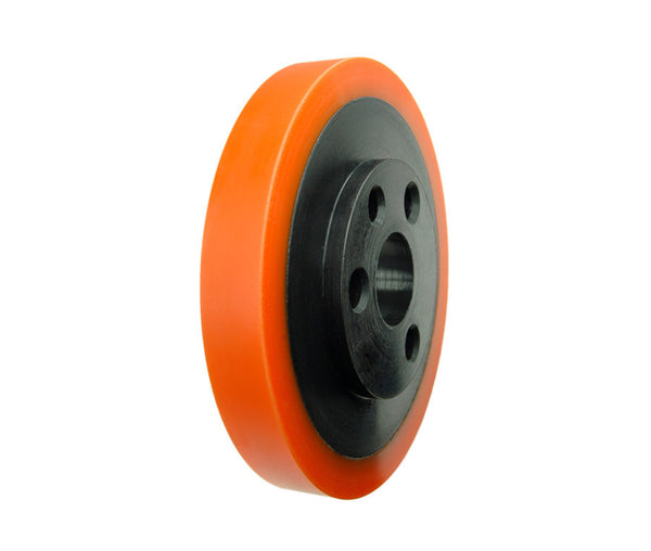 3/4" Wide, 5-1/2" Dia, 30mm Bore, Bolt-On -- Solid Urethane Feed Wheel