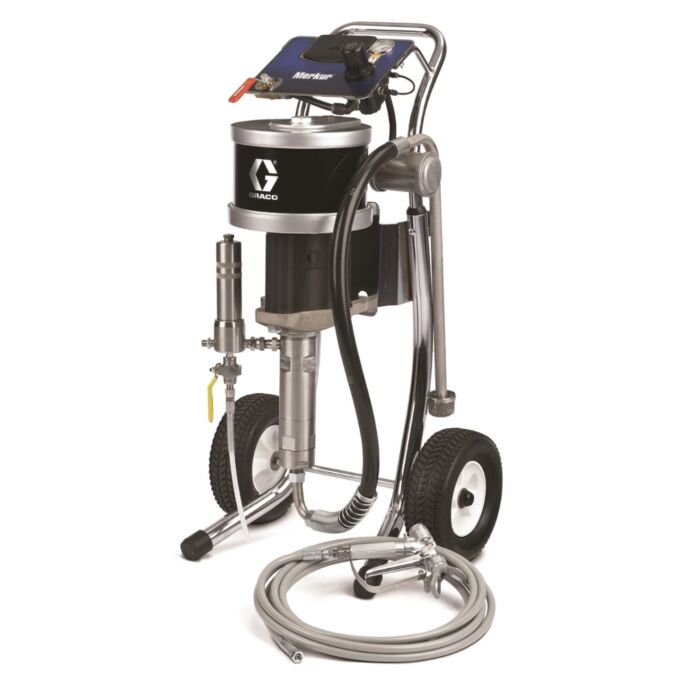 Merkur Cart-Mounted Airless Spray Package w/48:1 Mix Ratio, XTR-5 Gun, 519 XHD Tip, 25 ft Fluid Hose, Fluid Filter, & Drain Valve