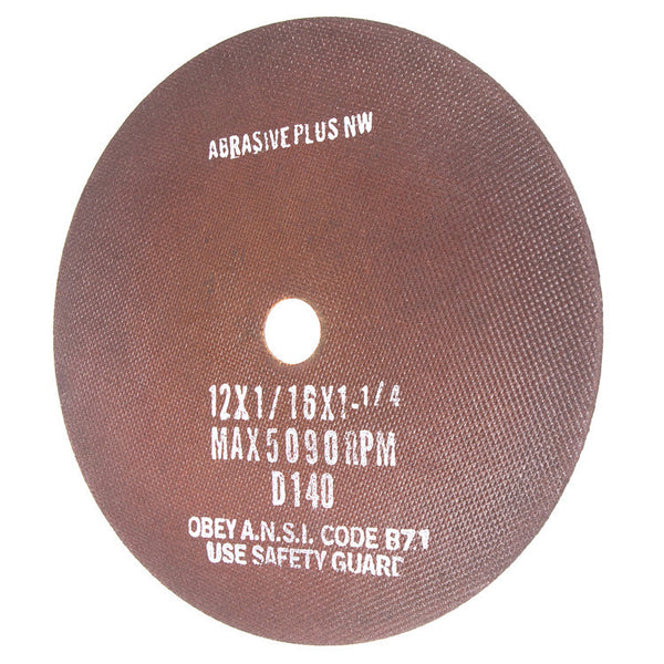 1-1/4" ID x 12" Dia x 1/16" Thick - Cut-Off Grinding Wheel