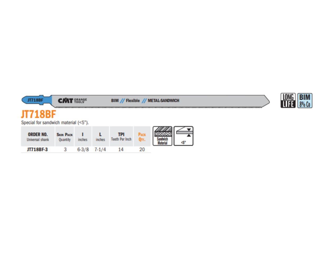 Jig Saw Blade for Metal & Sandwich Material