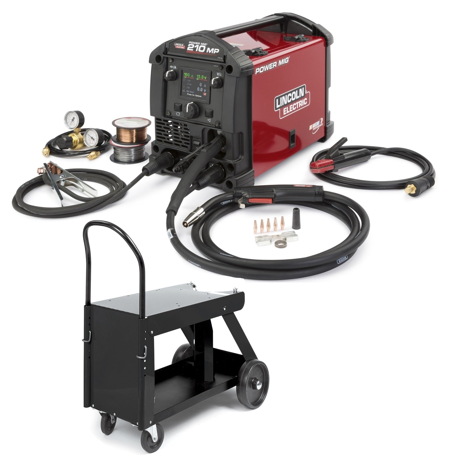 Lincoln Power MIG 210 MP Multi Process Welder and Deluxe Cart (K3963-1, K520)
