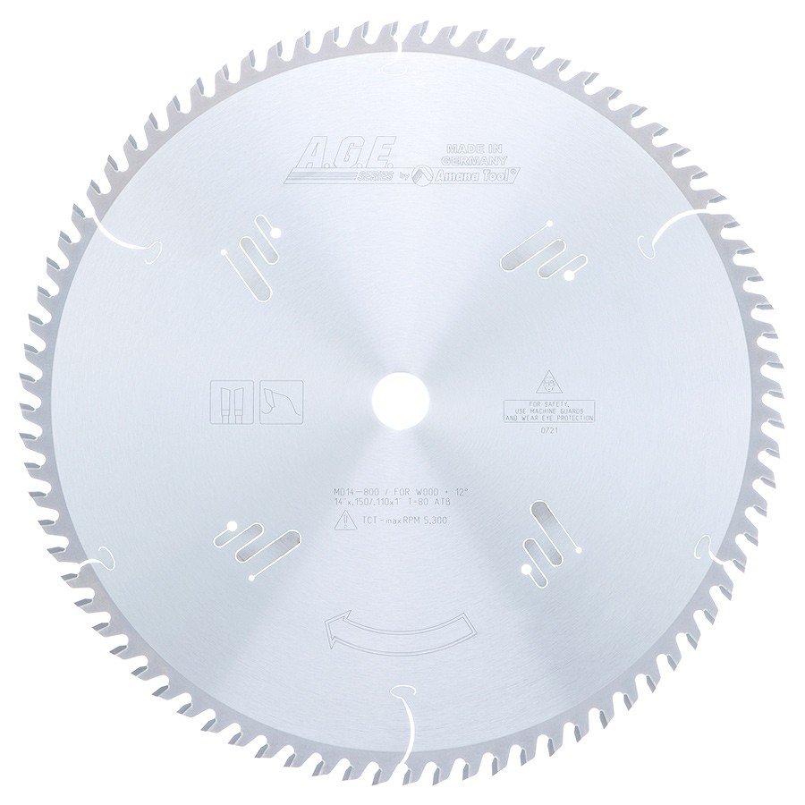 AGE MD14-800 Cut-Off & Crosscut 14″ Dia x 80T ATB, 12 Deg, 1″ Bore