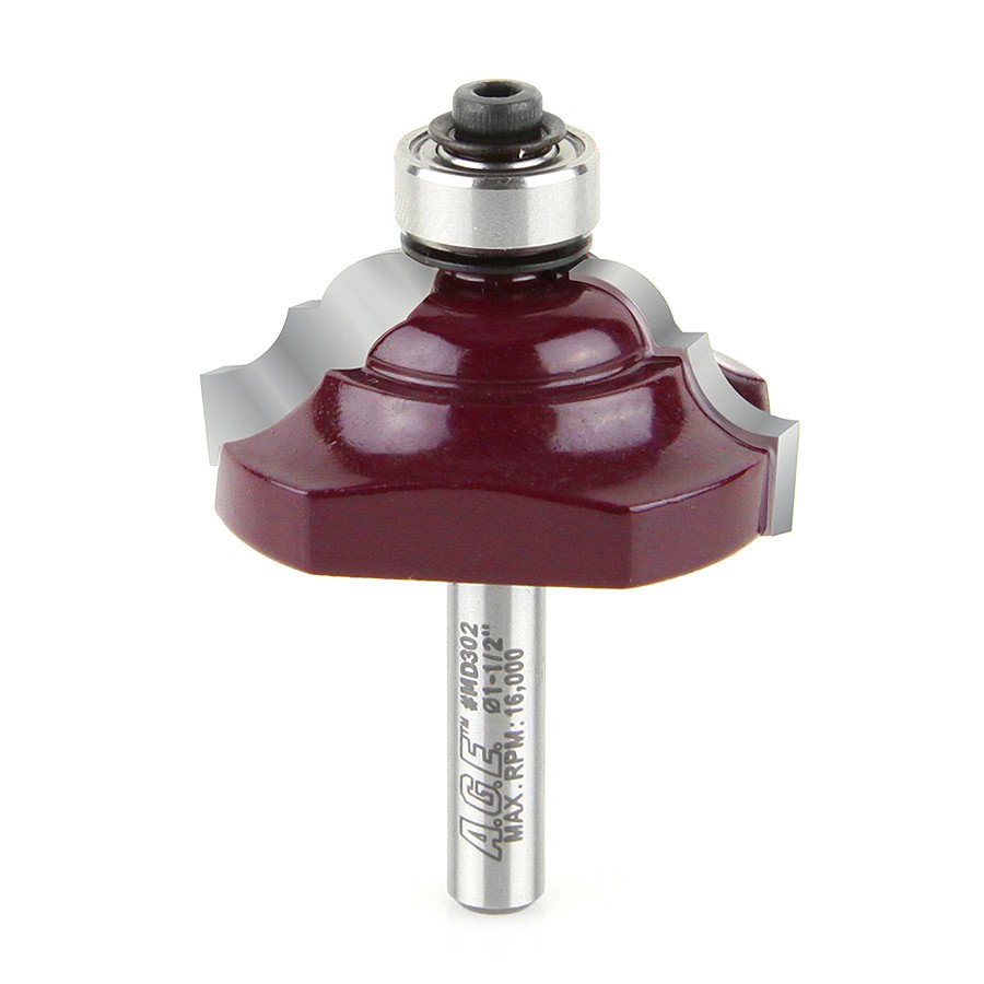 AGE MD302 Classical Bead & Cove 15/64 x 7/32 Radius x 1-1/2 Dia x 5/8 x 1/4″ Shank