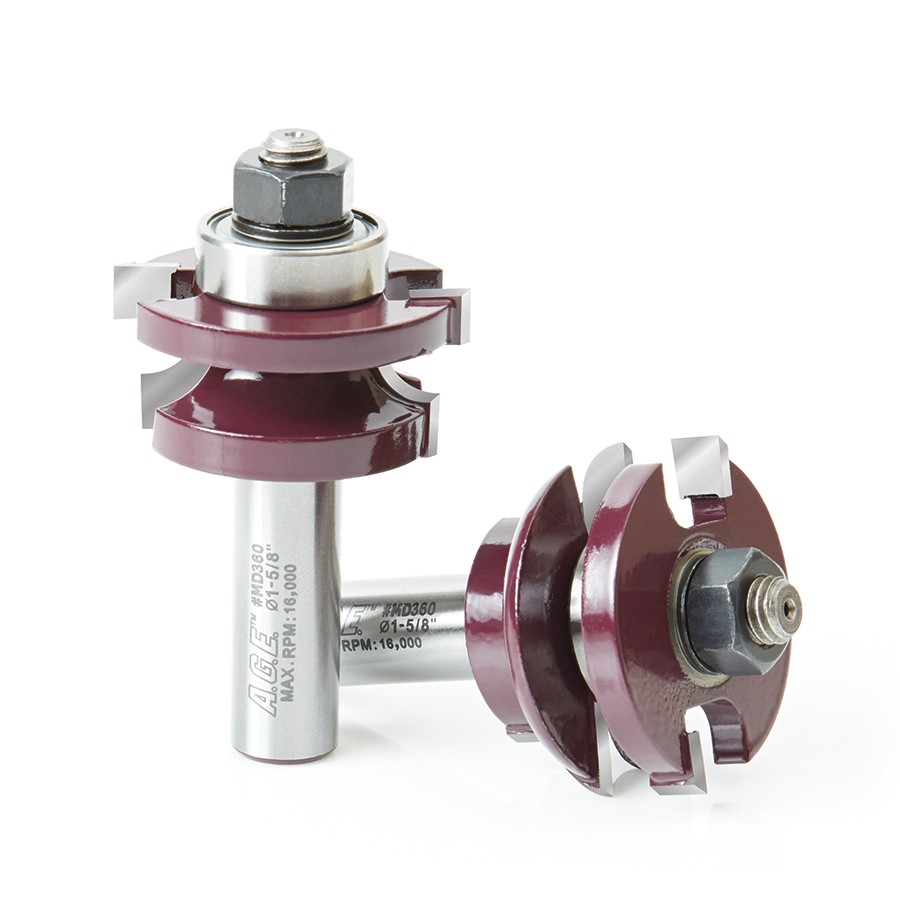 AGE MD360 2-Piece Concave Stile and Rail 1-5/8 Dia x 1 x 1/4 Radius x 1/2″Shank Set