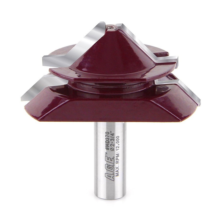 AGE MD370 Lock Miter 45 Deg x 2-3/4 Dia x 1-1/4 x 1/2″ Shank for 1/2 – 7/8 Material