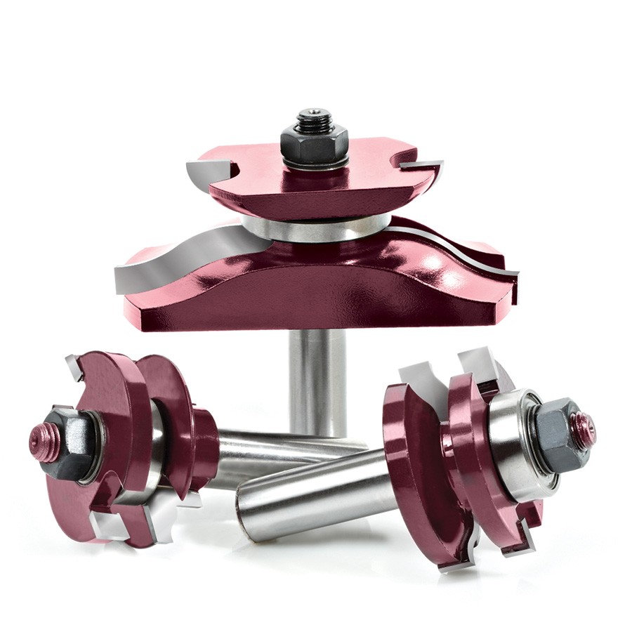 AGE MD502 3-Piece Ogee Raised Panel Door Making 1/2″ Shank with BB Set with Back Cutter for 3/4 – 7/8 Material