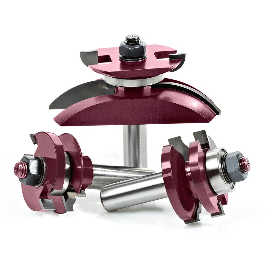 AGE MD504 3-Piece Cove Raised Panel Door Making 1/2″ Shank with BB Set with Back Cutter for 3/4 – 7/8 Material