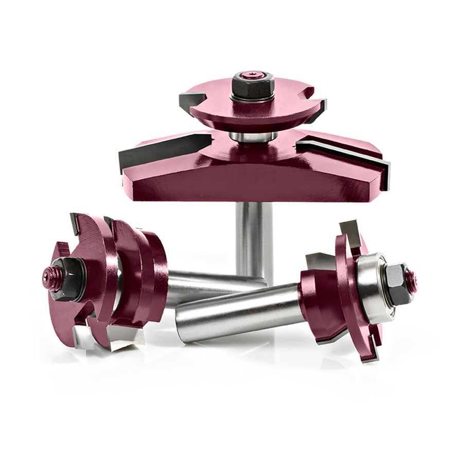 AGE MD508 3-Piece Shaker Raised Panel Cabinet Door Making 1/2″ Shank with BB Set with Back Cutter for 3/4 – 7/8 Material