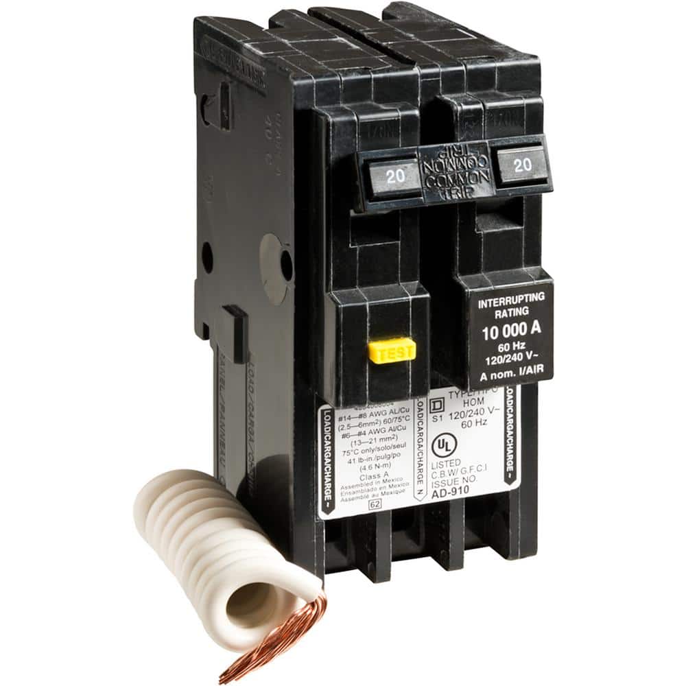 Square D Homeline 20 Amp 2-Pole GFCI Circuit Breaker